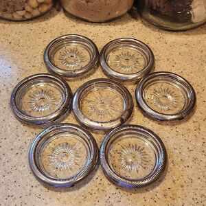 Leonard's Silver Crystal Coaster set of 7 Made in Italy